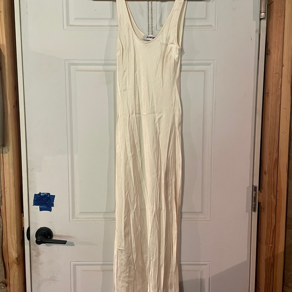 Rumored Cream Sheath Maxi Dress Scoop Neck Sleeveless